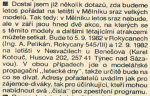 Setkn obch model - Sloupek ing. J. Havla, Model 8/1982